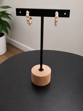 Gold Pearl Hoop Earrings Women